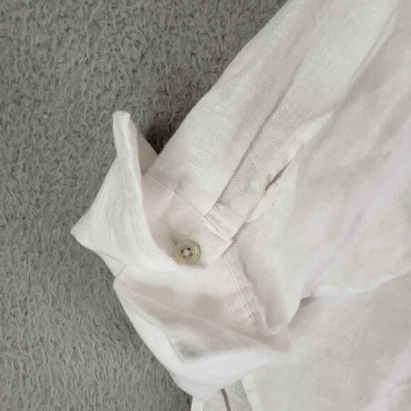 Talbots Shirt Top Womens Plus Size 2Xp Button Up Linen Solid White Lagenlook - Picture 5 of 9